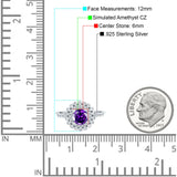 Halo Art Deco Wedding Engagement Bridal Ring Round Simulated Cubic Zirconia 925 Sterling Silver