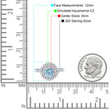 Halo Art Deco Wedding Engagement Bridal Ring Round Simulated Cubic Zirconia 925 Sterling Silver