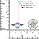 Vintage Art Deco Halo Oval Wedding Engagement Bridal Ring Round Simulated Cubic Zirconia 925 Sterling Silver