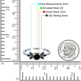 Art Deco Engagement Ring Simulated Black Round Simulated Cubic Zirconia 925 Sterling Silver
