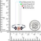 Art Deco Engagement Ring Simulated Black Round Simulated Cubic Zirconia 925 Sterling Silver