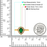 Teardrop Pear Art Deco Wedding Bridal Engagement Ring Round Simulated Cubic Zirconia 925 Sterling Silver