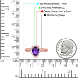 Halo Pear Shape Wedding Engagement Ring Round Simulated Cubic Zirconia 925 Sterling Silver