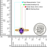 Halo Pear Shape Wedding Engagement Ring Round Simulated Cubic Zirconia 925 Sterling Silver