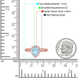 Halo Pear Shape Wedding Engagement Ring Round Simulated Cubic Zirconia 925 Sterling Silver