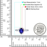 Halo Pear Shape Wedding Engagement Ring Round Simulated Cubic Zirconia 925 Sterling Silver