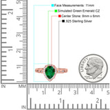 Halo Pear Shape Wedding Engagement Ring Round Simulated Cubic Zirconia 925 Sterling Silver