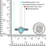 Halo Pear Shape Wedding Engagement Ring Round Simulated Cubic Zirconia 925 Sterling Silver