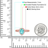 Halo Pear Shape Wedding Engagement Ring Round Simulated Cubic Zirconia 925 Sterling Silver