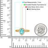 Halo Pear Shape Wedding Engagement Ring Round Simulated Cubic Zirconia 925 Sterling Silver