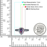 Halo Pear Shape Wedding Engagement Ring Round Simulated Cubic Zirconia 925 Sterling Silver