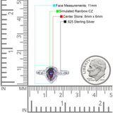 Halo Pear Shape Wedding Engagement Ring Round Simulated Cubic Zirconia 925 Sterling Silver