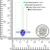Halo Pear Shape Wedding Engagement Ring Round Simulated Cubic Zirconia 925 Sterling Silver