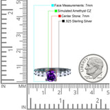 Art Deco Wedding Bridal Ring Round Simulated Cubic Zirconia 925 Sterling Silver