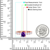 Art Deco Wedding Bridal Ring Round Simulated Cubic Zirconia 925 Sterling Silver