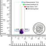 Art Deco Wedding Bridal Ring Round Simulated Cubic Zirconia 925 Sterling Silver