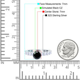 Art Deco Wedding Bridal Ring Round Simulated Cubic Zirconia 925 Sterling Silver
