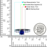Art Deco Wedding Bridal Ring Round Simulated Cubic Zirconia 925 Sterling Silver