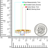Art Deco Wedding Bridal Ring Round Simulated Cubic Zirconia 925 Sterling Silver