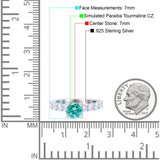 Art Deco Wedding Bridal Ring Round Simulated Cubic Zirconia 925 Sterling Silver