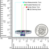 Art Deco Wedding Bridal Ring Round Simulated Cubic Zirconia 925 Sterling Silver