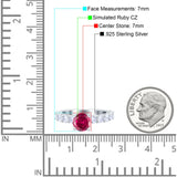 Art Deco Wedding Bridal Ring Round Simulated Cubic Zirconia 925 Sterling Silver