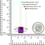 Three Stone Radiant Cut Wedding Engagement Bridal Ring Round Simulated Cubic Zirconia 925 Sterling Silver