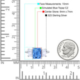 Three Stone Radiant Cut Wedding Engagement Bridal Ring Round Simulated Cubic Zirconia 925 Sterling Silver