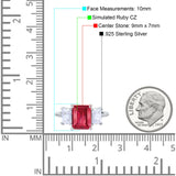 Three Stone Radiant Cut Wedding Engagement Bridal Ring Round Simulated Cubic Zirconia 925 Sterling Silver