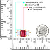 Three Stone Radiant Cut Wedding Engagement Bridal Ring Round Simulated Cubic Zirconia 925 Sterling Silver