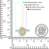 Oval Art Deco Halo Engagement Wedding Bridal Ring Round Simulated Cubic Zirconia 925 Sterling Silver