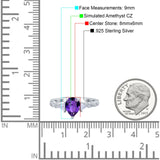 Art Deco Pear Shape Wedding Bridal Ring Triangle Simulated Cubic Zirconia 925 Sterling Silver