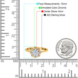 Halo Floral Style Art Deco Round Wedding Engagement Ring Simulated Cubic Zirconia 925 Sterling Silver
