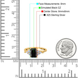 Art Deco Emerald Cut Wedding Bridal Ring Round Simulated Cubic Zirconia 925 Sterling Silver