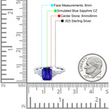 Art Deco Emerald Cut Wedding Bridal Ring Round Simulated Cubic Zirconia 925 Sterling Silver