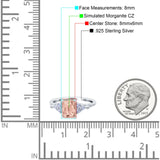 Art Deco Emerald Cut Wedding Bridal Ring Round Simulated Cubic Zirconia 925 Sterling Silver