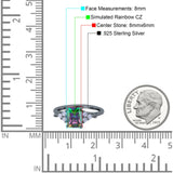 Art Deco Emerald Cut Wedding Bridal Ring Round Simulated Cubic Zirconia 925 Sterling Silver