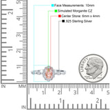 Halo Vintage Floral Art Deco Wedding Bridal Ring Oval Simulated Cubic Zirconia 925 Sterling Silver