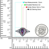 Halo Art Deco Wedding Pear Bridal Ring Marquise Round Simulated Cubic Zirconia 925 Sterling Silver