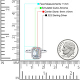 Emerald Cut Art Deco Halo Wedding Bridal Engagement Ring Round Simulated Cubic Zirconia 925 Sterling Silver