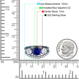 Three Stone Art Deco Wedding Bridal Ring Band Round Simulated Cubic Zirconia 925 Sterling Silver