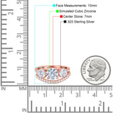 Three Stone Art Deco Wedding Bridal Ring Band Round Simulated Cubic Zirconia 925 Sterling Silver
