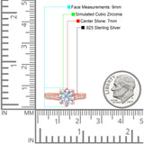 Art Deco Wedding Engagement Bridal Ring Round Simulated Cubic Zirconia 925 Sterling Silver