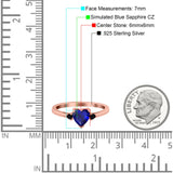 Art Deco Heart Three Stone Wedding Bridal Ring Round Black Simulated Cubic Zirconia 925 Sterling Silver