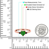 Art Deco Heart Three Stone Wedding Bridal Ring Round Black Simulated Cubic Zirconia 925 Sterling Silver