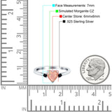 Art Deco Heart Three Stone Wedding Bridal Ring Round Black Simulated Cubic Zirconia 925 Sterling Silver