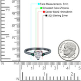 Art Deco Heart Three Stone Wedding Bridal Ring Round Green Emerald Simulated Cubic Zirconia 925 Sterling Silver