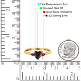 Art Deco Heart Three Stone Wedding Bridal Ring Round Ruby Simulated Cubic Zirconia 925 Sterling Silver