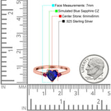 Art Deco Heart Three Stone Wedding Bridal Ring Round Ruby Simulated Cubic Zirconia 925 Sterling Silver