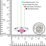 Art Deco Heart Three Stone Wedding Bridal Ring Round Ruby Simulated Cubic Zirconia 925 Sterling Silver